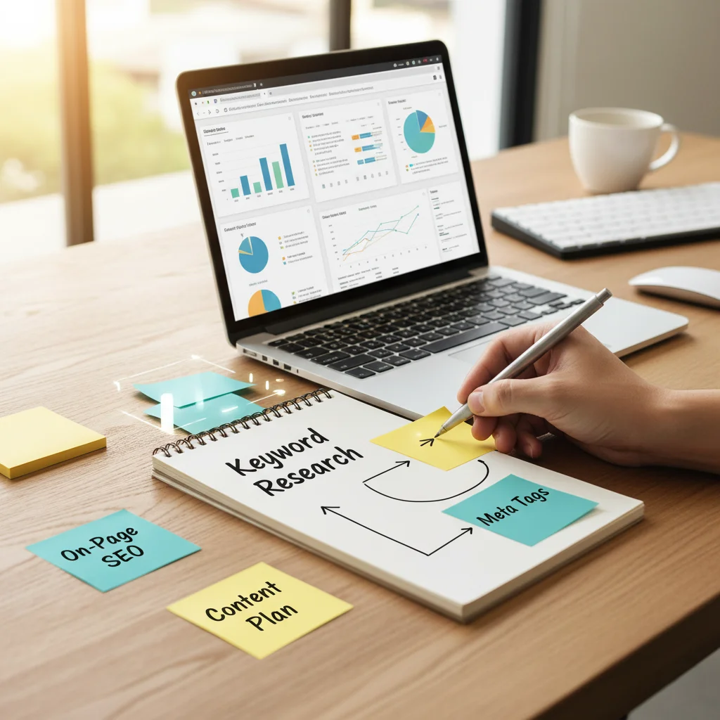 Person planning keyword research and content strategy