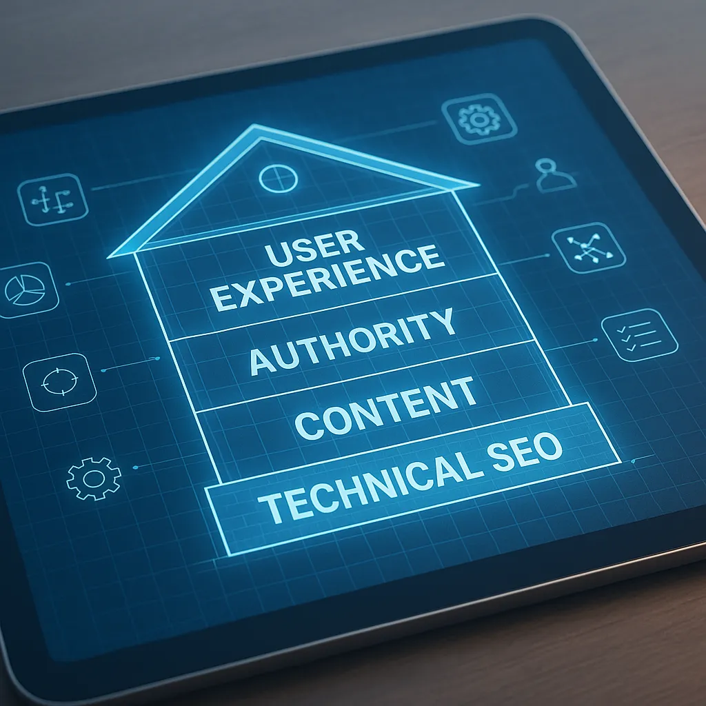 Digital house diagram showing technical SEO foundation