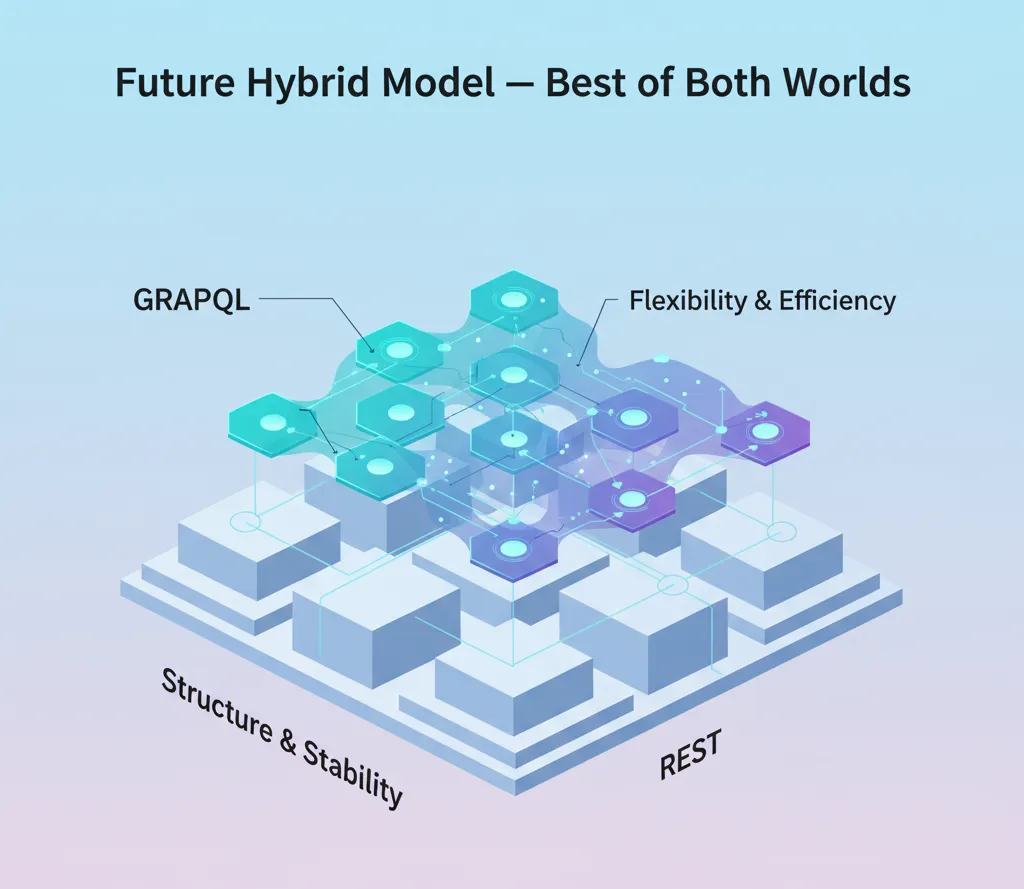 GraphQL and REST hybrid model diagram showing flexibility and structure