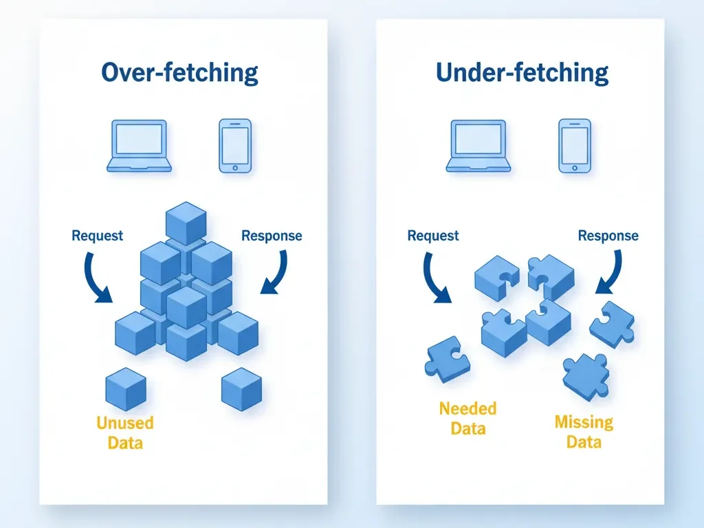 Over-fetching vs. under-fetching in REST compared to GraphQL