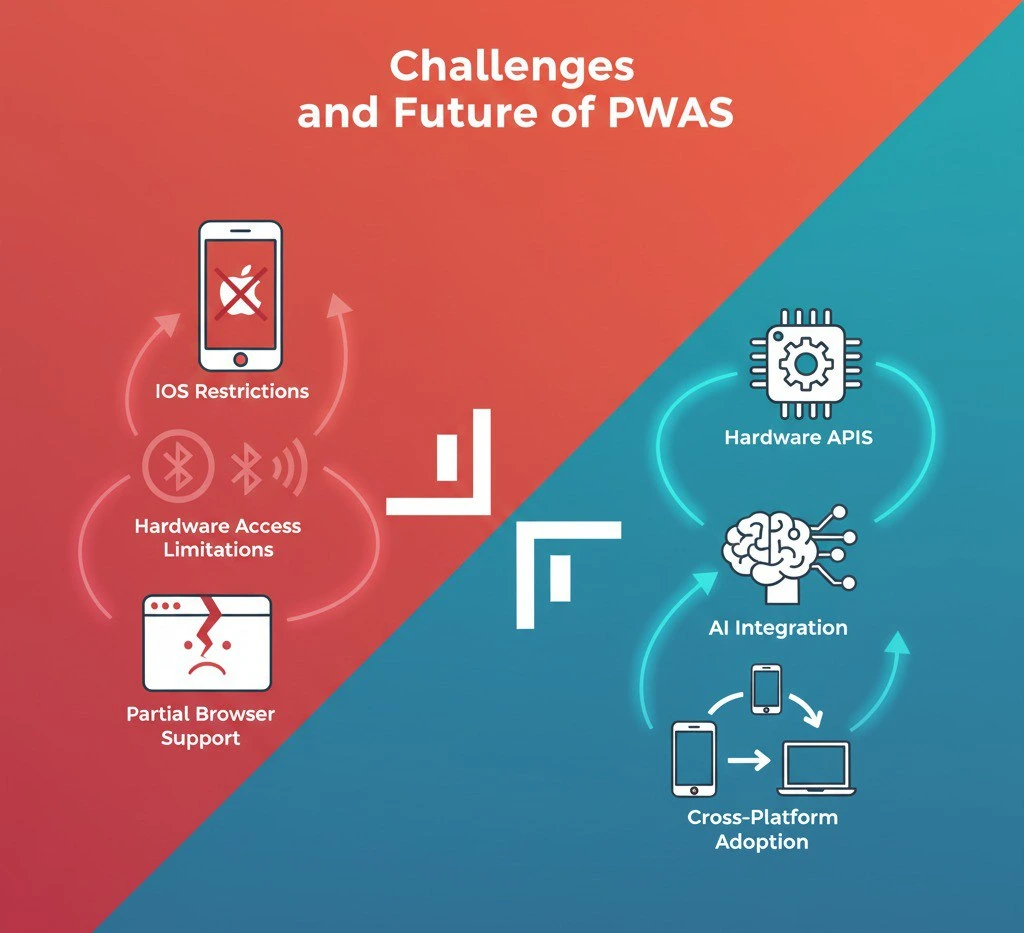 Challenges of PWAs: iOS restrictions, hardware limitations, AI, and cross-platform